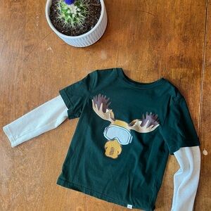 Tommy Bahama Dark Green Moose Graphic Layered-Look Long Sleeve Tee